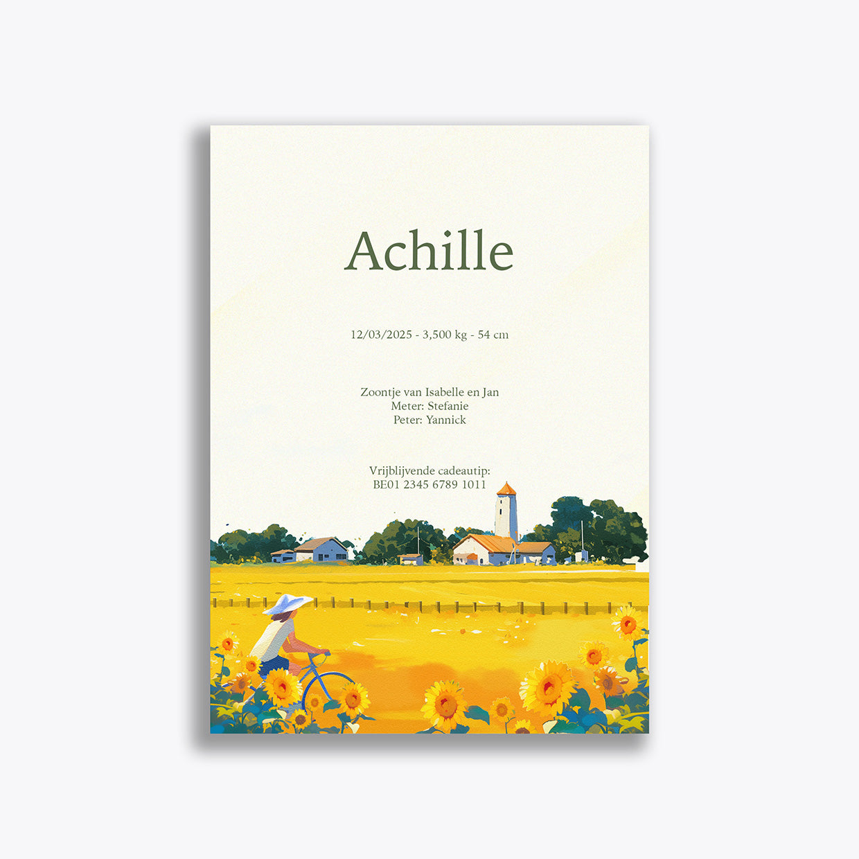 Geboortekaartje "Achille" (vanaf 40 stuks)