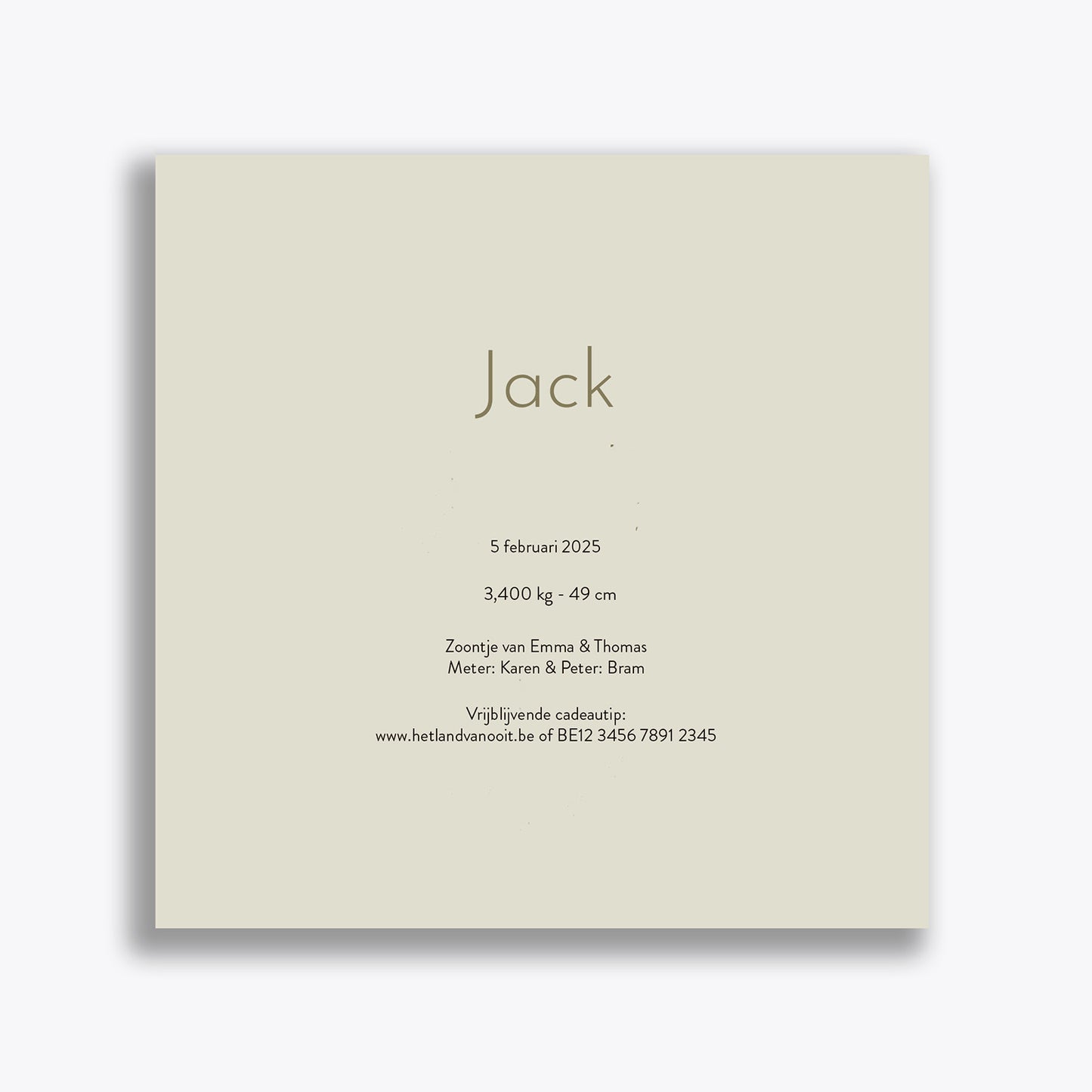 Geboortekaartje "Jack" (vanaf 40 stuks)