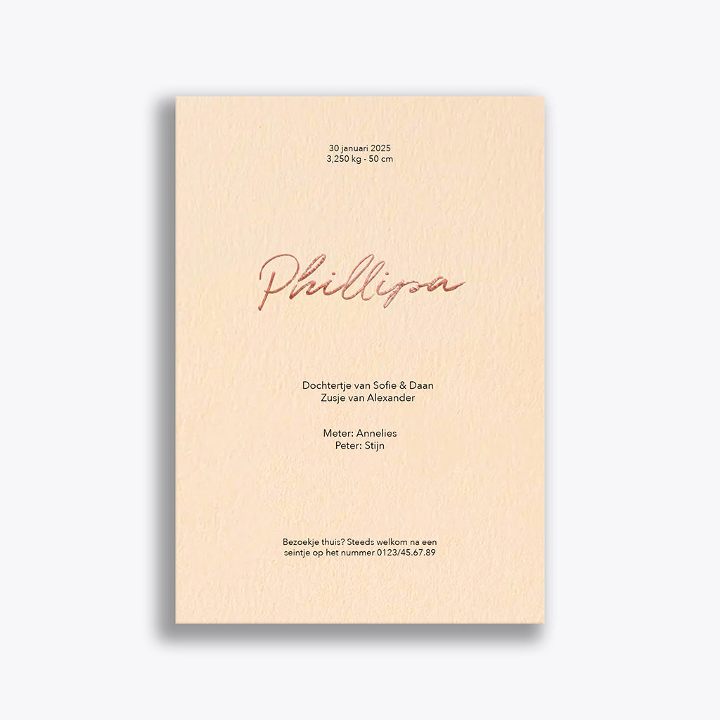 Geboortekaartje "Philippa" (vanaf 40 stuks)