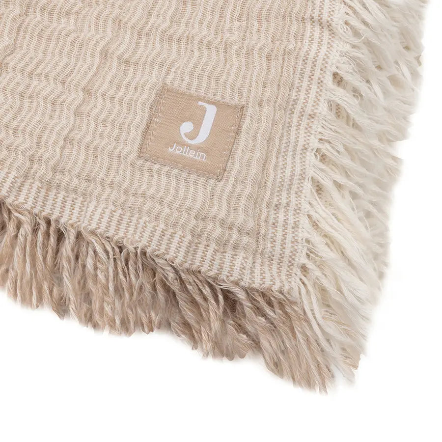 Jollein Deken Wieg Fringe Stripe Biscuit/Ivory 75 x 100cm