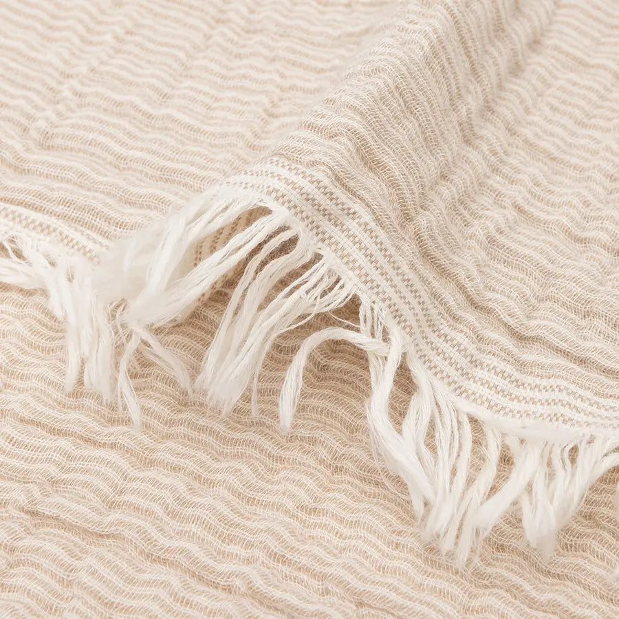 Jollein Deken Wieg Fringe Stripe Biscuit/Ivory 75 x 100cm