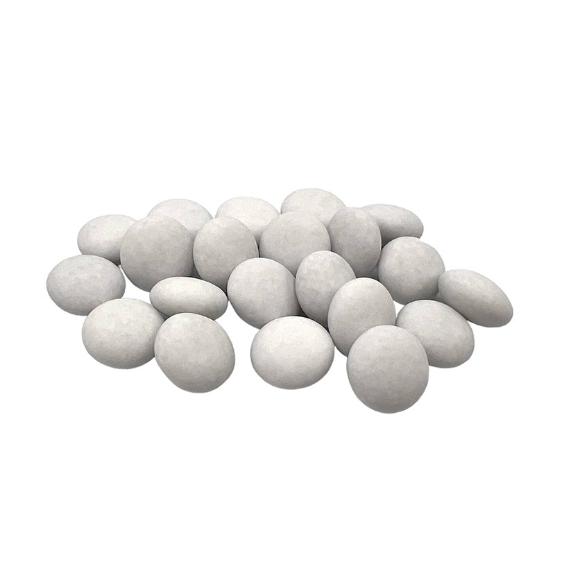 Een overzicht van XXL matte confetti suikerbonen in de kleur wit, geschikt voor doopsuikerconcepten