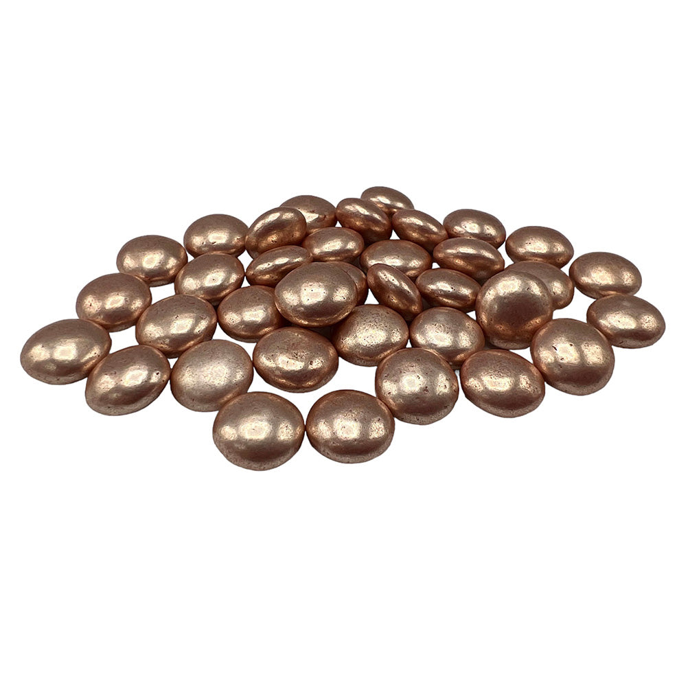 Metallic mini confetti suikerbonen rosé – kleine chocoladeboontjes met een suikerlaagje, ideaal voor doopsuikerpresentaties.