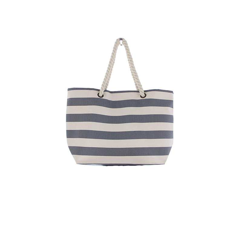 Strandtas Streep Naturel Grijs