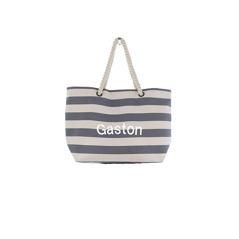 Strandtas Streep Naturel Grijs