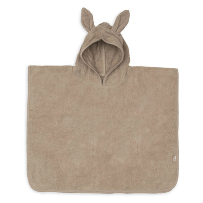 Jollein badponcho Milky Coffee met capuchon en konijnenoortjes, vooraanzicht