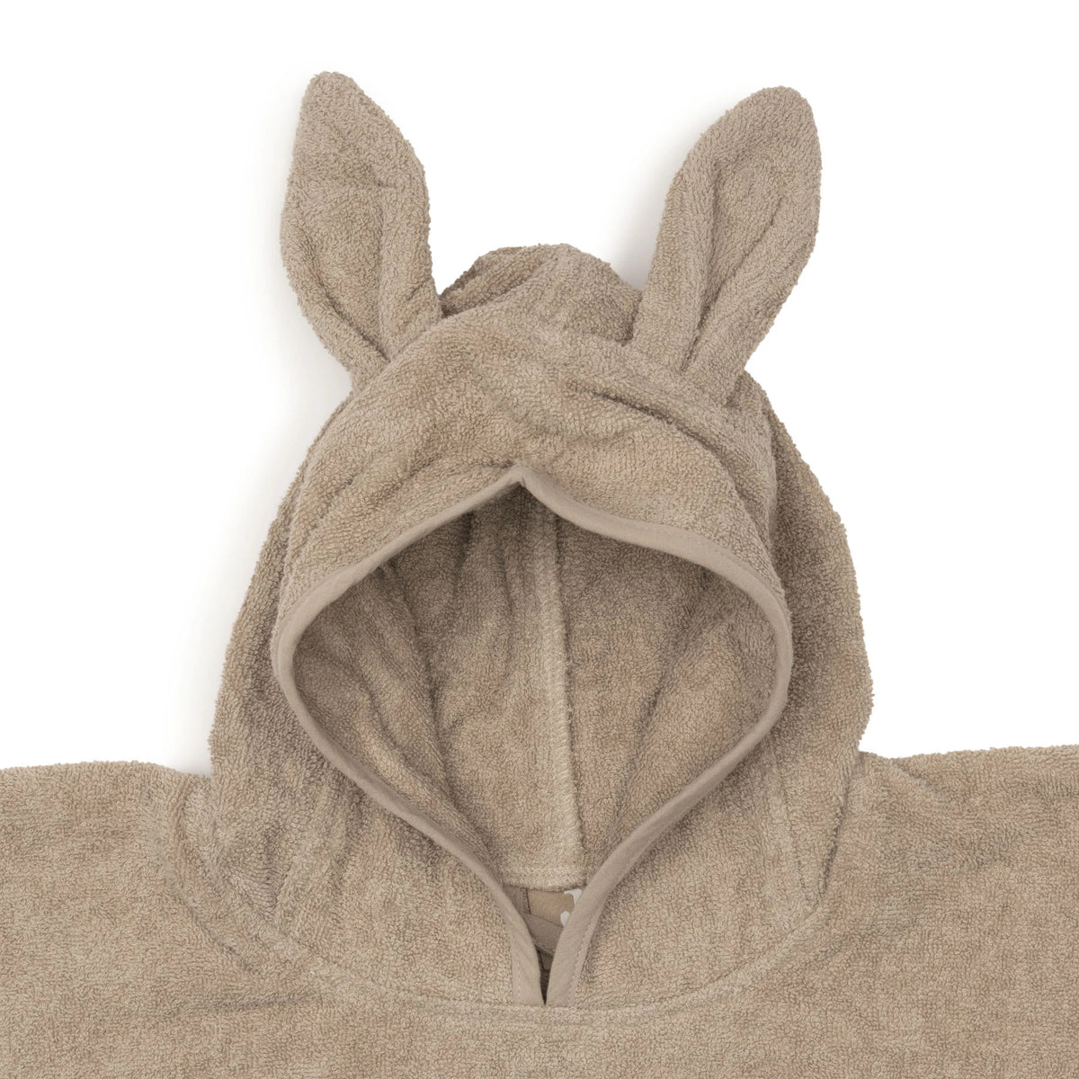 Capuchon met konijnenoortjes van de Jollein badponcho Milky Coffee
