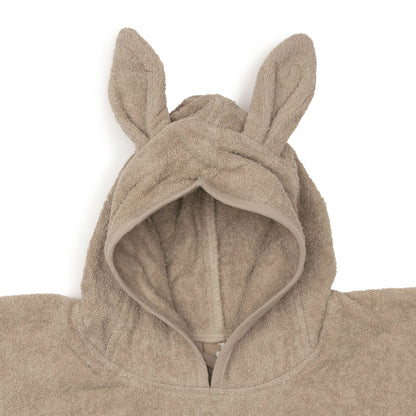 Capuchon met konijnenoortjes van de Jollein badponcho Milky Coffee