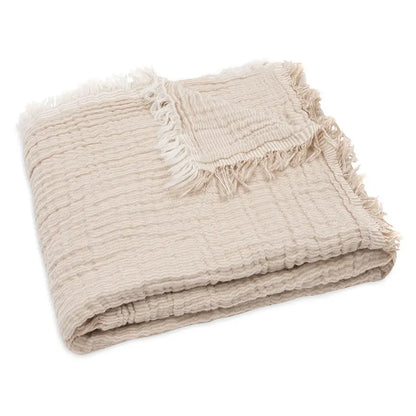 Jollein Deken Wieg Fringe Stripe Biscuit/Ivory 75 x 100cm
