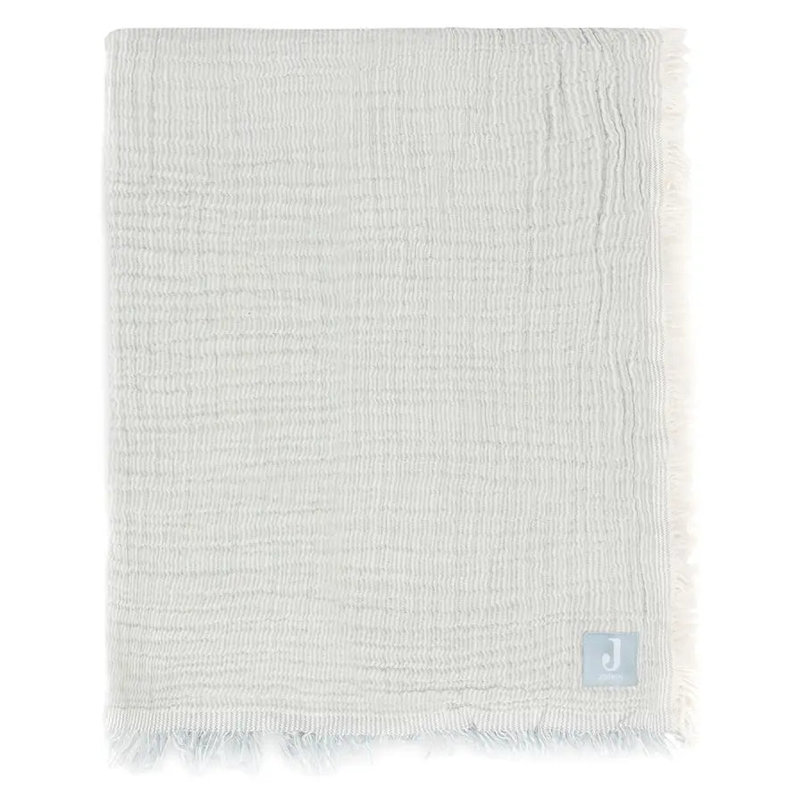 Jollein Deken Wieg Fringe Stripe Sea Green/Ivory 75 x 100cm