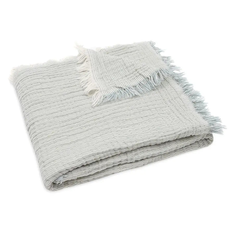 Jollein Deken Wieg Fringe Stripe Sea Green/Ivory 75 x 100cm