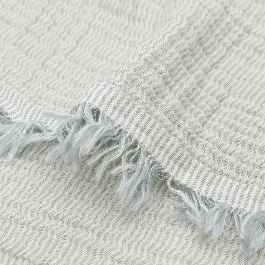 Jollein Deken Wieg Fringe Stripe Sea Green/Ivory 75 x 100cm