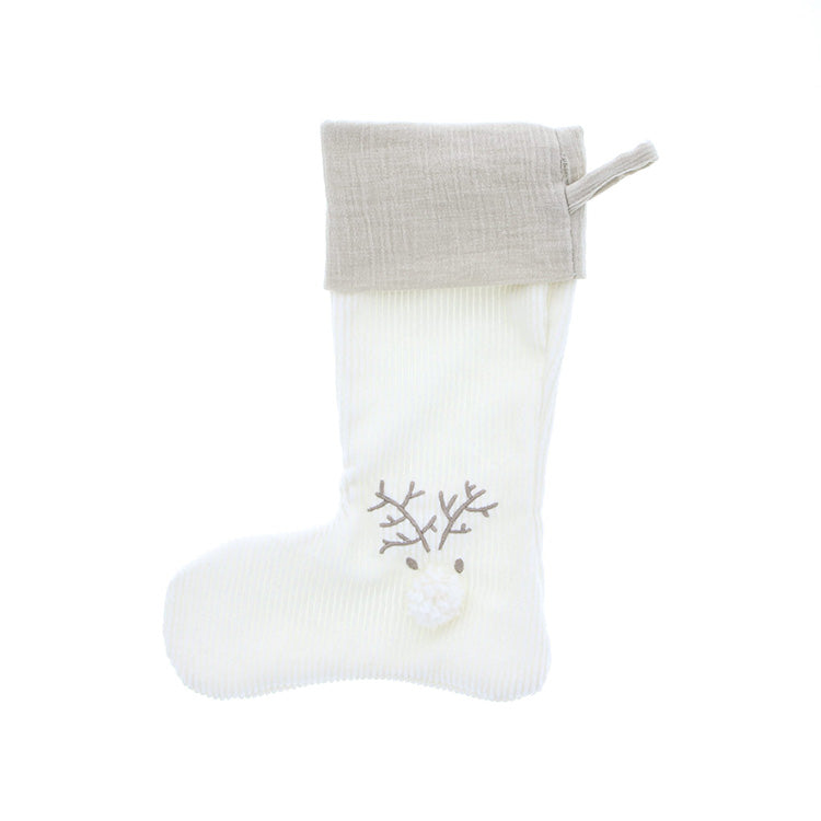 Kerstsok met naam geborduurd, Beige
