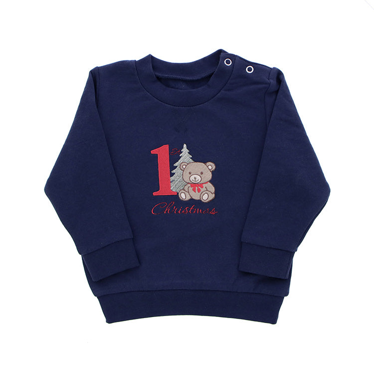 Kersttrui "My First Christmas" Blauw