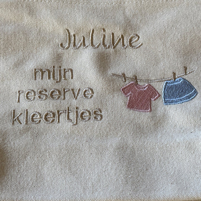 Toilettas Ecru "Mijn reserve kleertjes" Girl