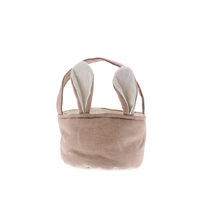 Paasmandje met naam geborduurd, Cream Pink