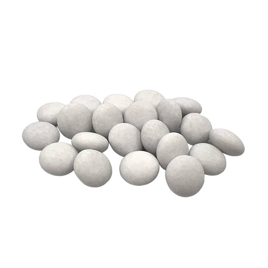 Een overzicht van XXL matte confetti suikerbonen in de kleur wit, geschikt voor doopsuikerconcepten