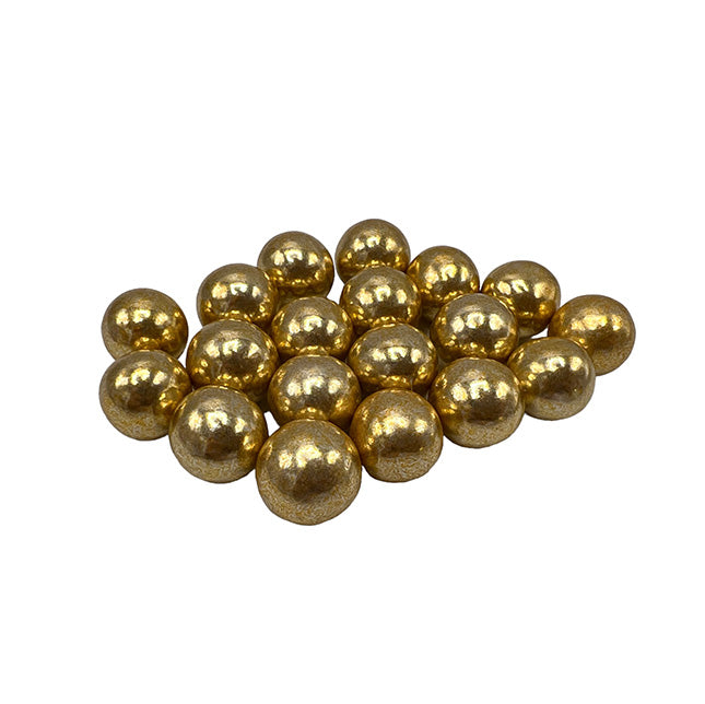 Metallic crispies suikerbonen in goud – krokante suikerbonen met chocolade en een suikerlaagje, perfect voor doopsuiker van Papa Chocolat