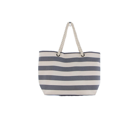 Strandtas Streep Naturel Grijs