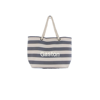 Strandtas Streep Naturel Grijs