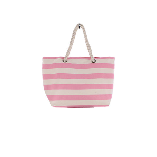 Strandtas Streep Naturel Roze
