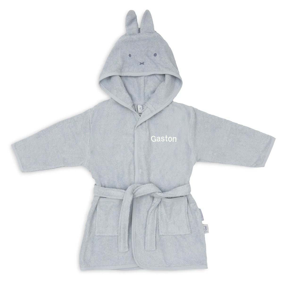 Jollein badjas nijntje Cloudy Blue met de naam Gaston geborduurd vooraan