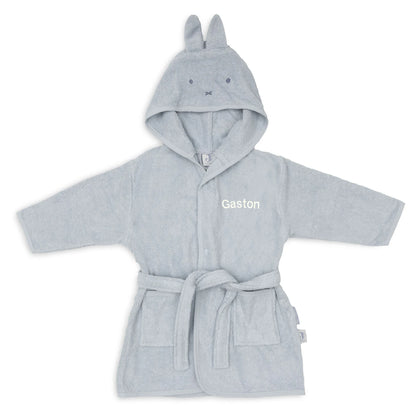 Jollein badjas nijntje Cloudy Blue met de naam Gaston geborduurd vooraan