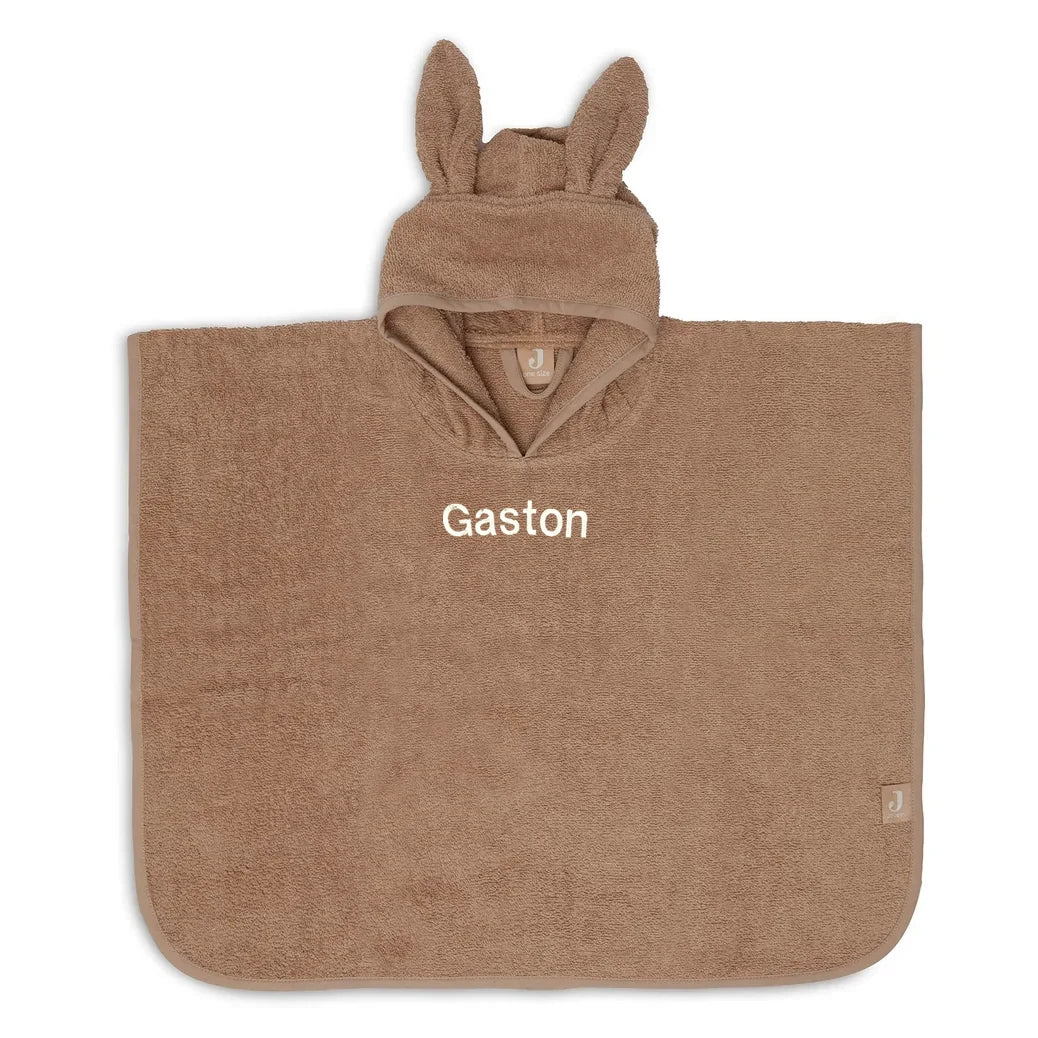 Jollein badponcho Biscuit met de naam Gaston geborduurd vooraan