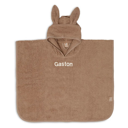 Jollein badponcho Biscuit met de naam Gaston geborduurd vooraan
