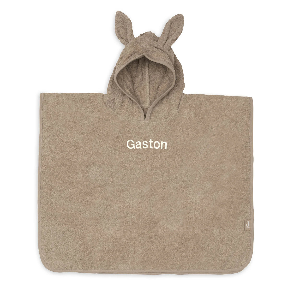 Jollein badponcho Milky Coffee met de naam Gaston geborduurd vooraan
